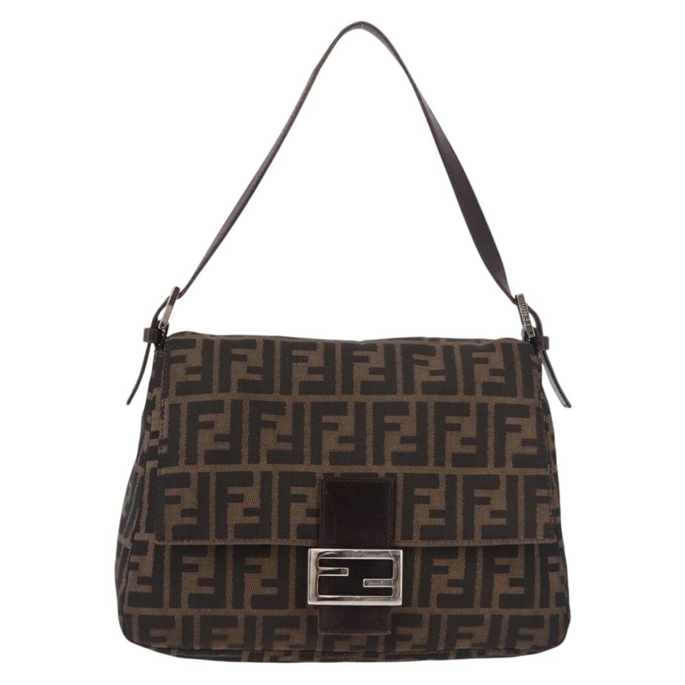 Fendi Zucca Mamma Baguette Shoulder Bag Black